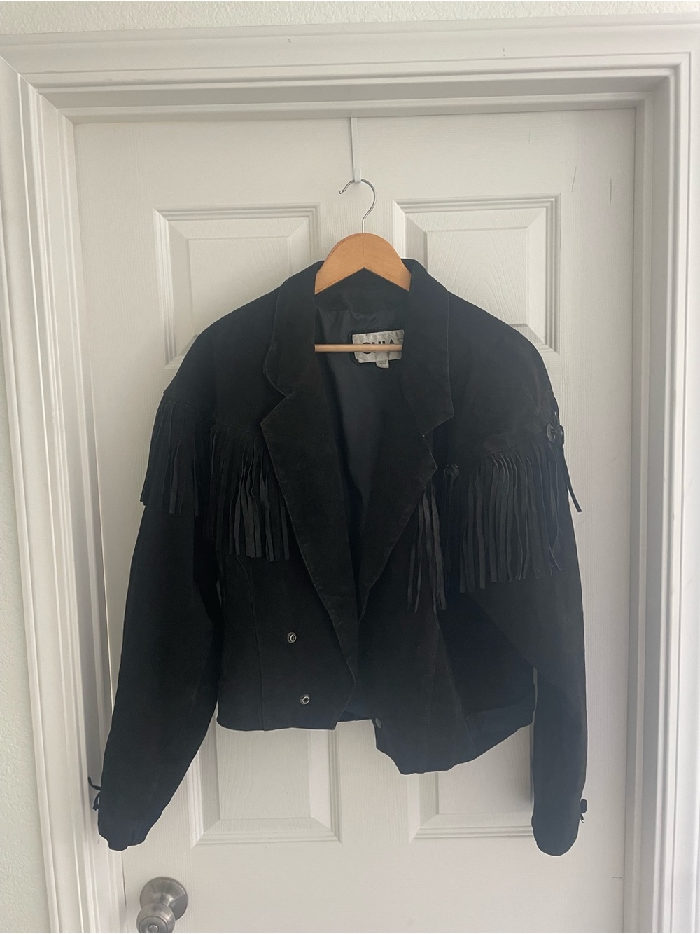Black Suede Fringe Leather Jacket